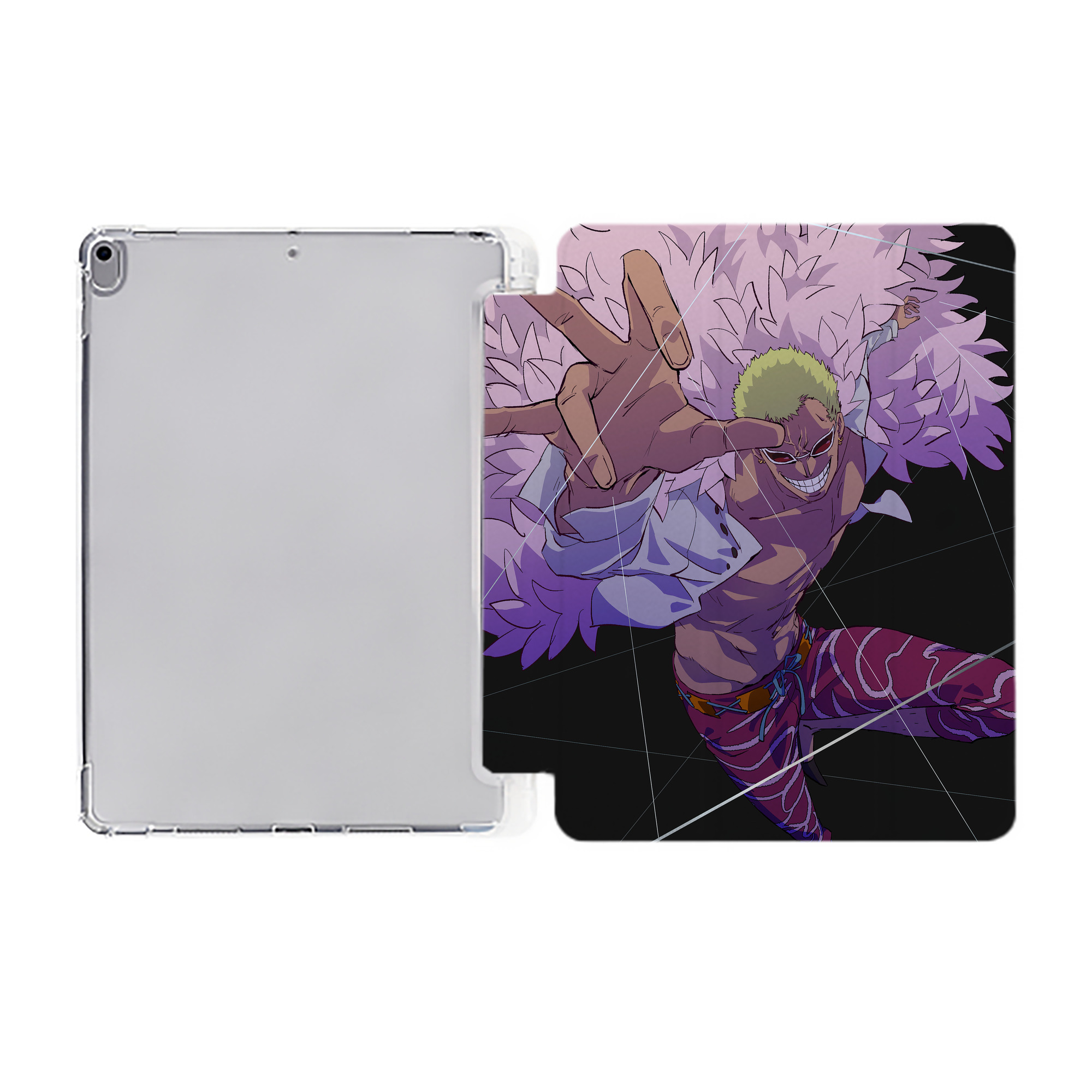 （画像用） ワンピース ONE PIECE IPad ケース ペン収納付き 三つ折りスタンド PUレザー×シリコン 対応機種9.5/10.5/10.9インチ